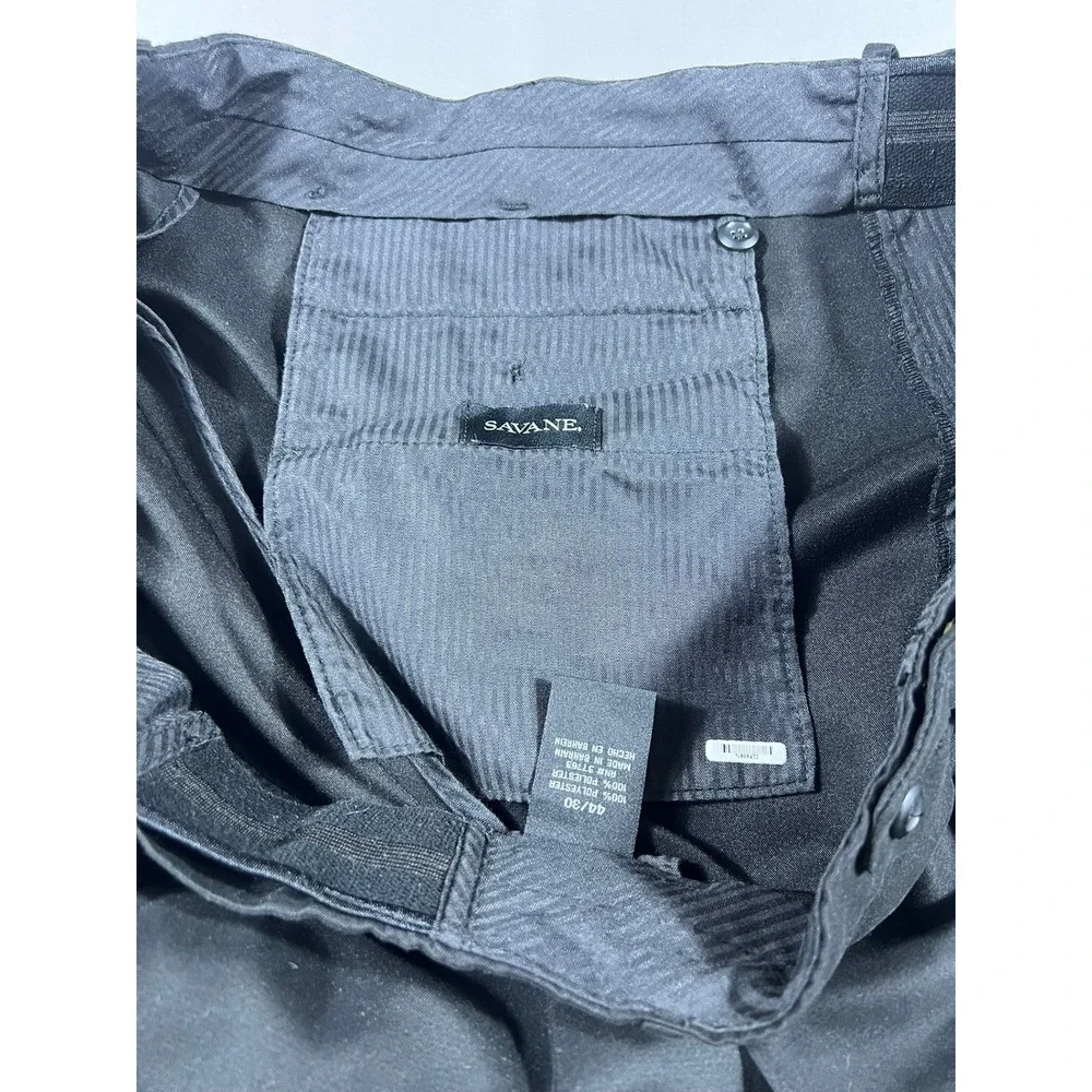 Savane Men's Navy Blue Pleated Dress Pants Cuffed 44x30 Polyester Trousers